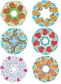 Riesenstempel ""Mandala-Tiere"", 6tlg.""